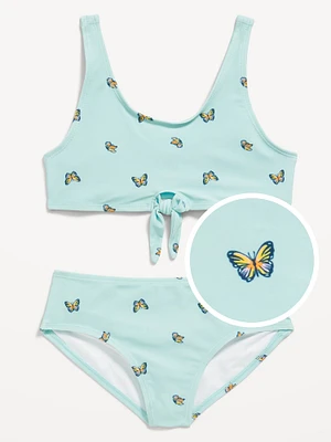 Printed Tie-Knot Bikini Swim Set for Girls