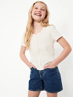 High-Waisted Jean Midi Shorts for Girls