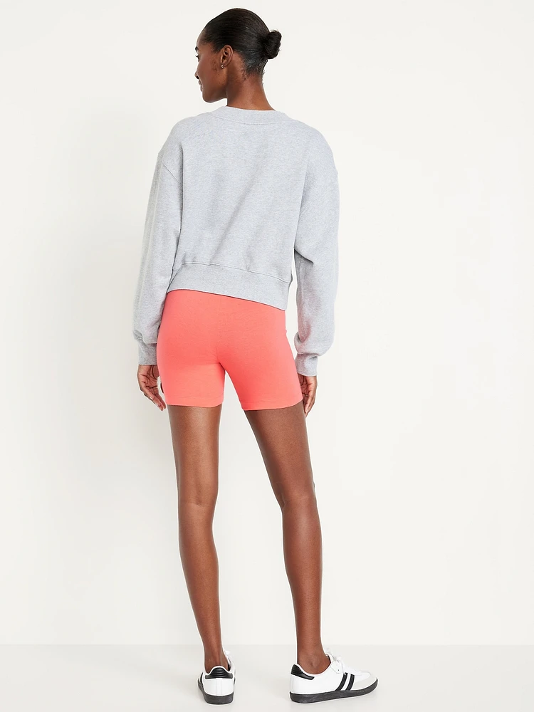 High-Waisted Jersey Biker Shorts -- 6-inch inseam