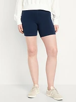 High-Waisted Jersey Biker Shorts -- 6-inch inseam