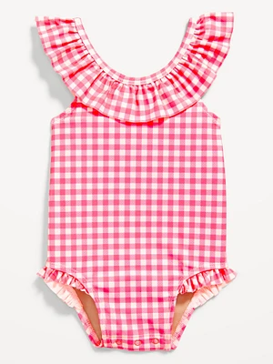 Printed Ruffle-Trim One-Piece Swimsuit for Baby
