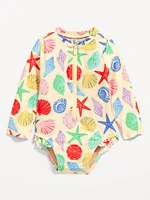 Printed Zip-Front Rashguard One-Piece Swimsuit for Baby