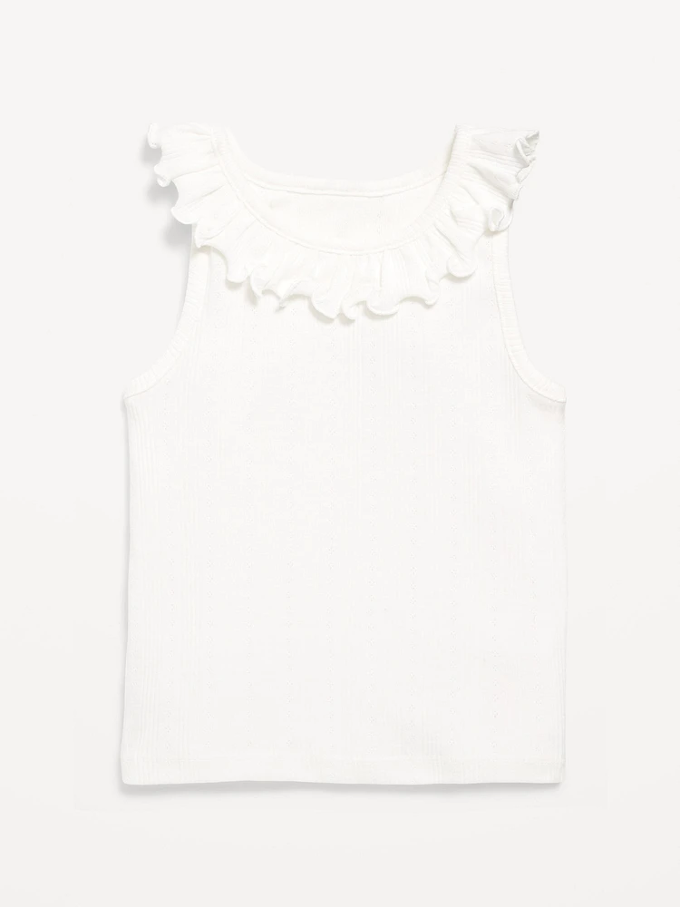 Fitted Ruffle-Neck Tank Top for Toddler Girls