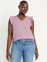 Sleeveless Crinkle Gauze Top