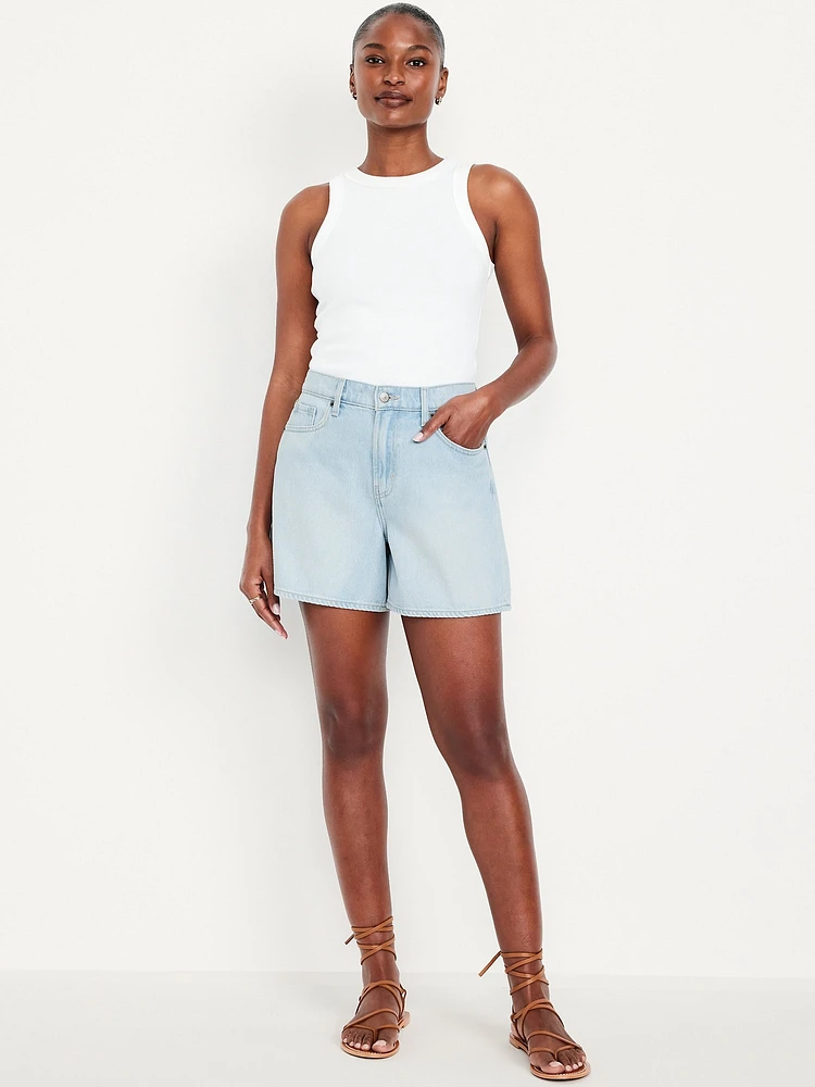 Curvy High-Waisted Baggy Jean Shorts -- 5-inch inseam