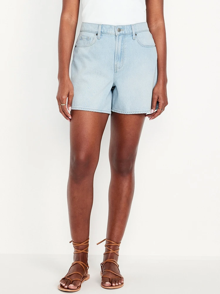 Curvy High-Waisted Baggy Jean Shorts -- 5-inch inseam
