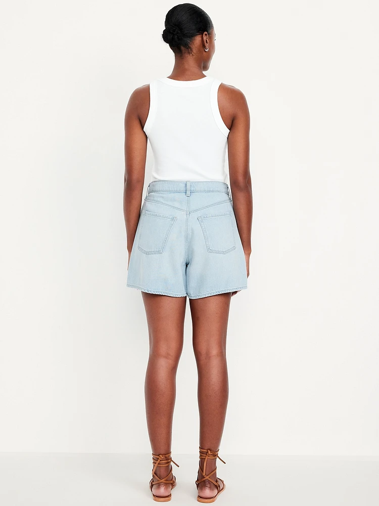 Curvy High-Waisted Baggy Jean Shorts -- 5-inch inseam