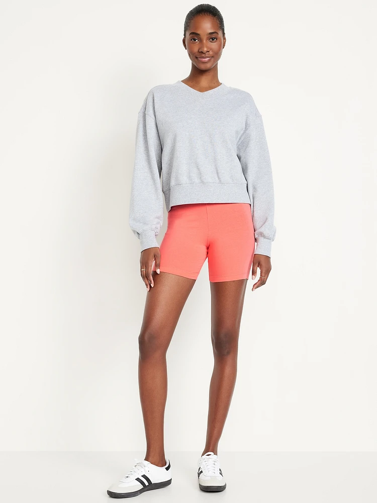 High-Waisted Jersey Biker Shorts -- 6-inch inseam