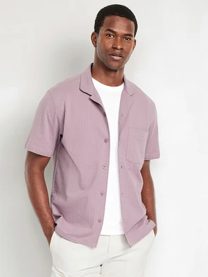 Short-Sleeve Seersucker Camp Shirt