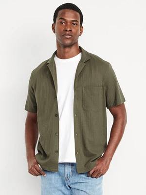 Short-Sleeve Seersucker Camp Shirt