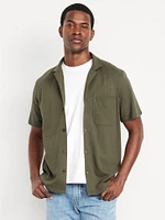 Short-Sleeve Seersucker Camp Shirt