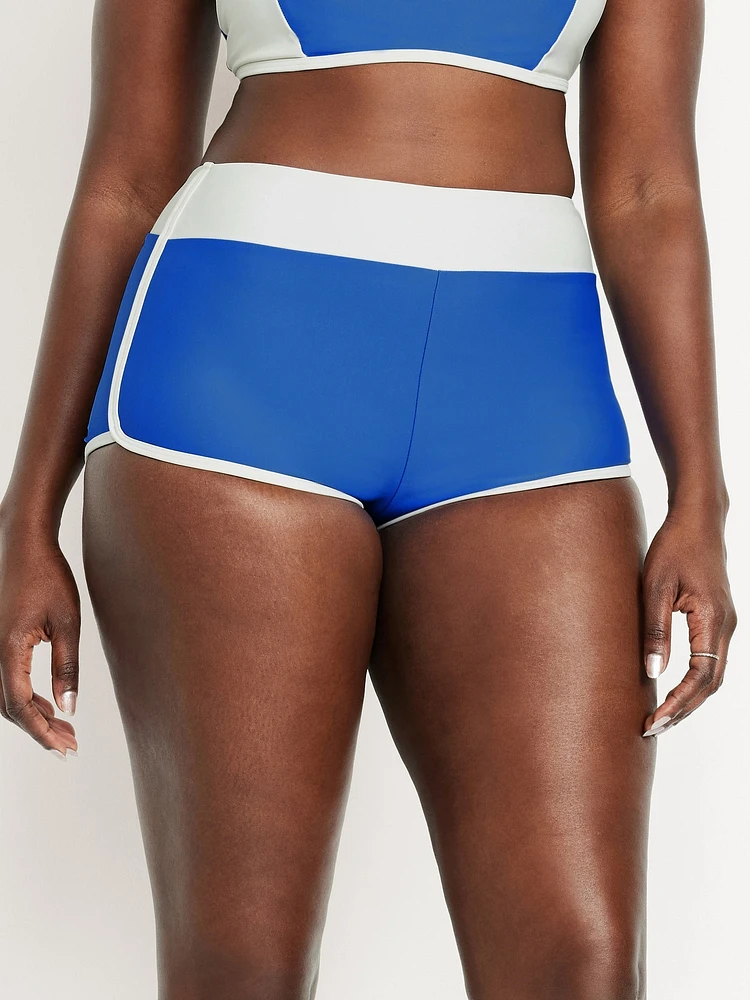 High-Waisted Matte Swim Shorts