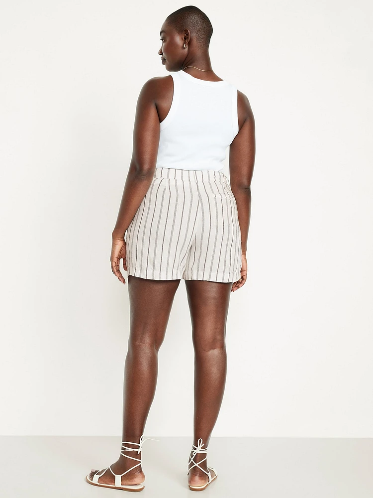 Extra High-Waisted Linen-Blend Taylor Trouser Shorts -- 5-inch inseam