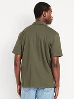 Short-Sleeve Seersucker Camp Shirt