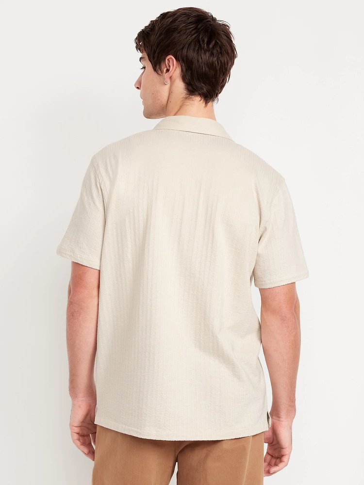 Short-Sleeve Seersucker Camp Shirt