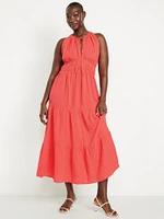 Fit & Flare Crinkle Gauze Maxi Dress