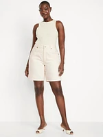 Mid-Rise Baggy Jean Bermuda Shorts -- 9-inch inseam