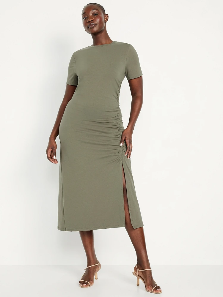 Ruched Midi T-Shirt Dress