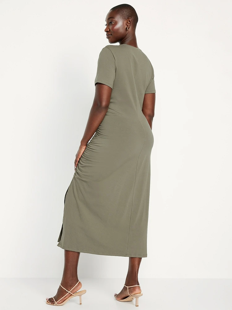 Ruched Midi T-Shirt Dress