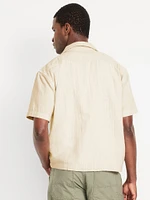 Short-Sleeve Cropped Heavyweight Camp Shirt