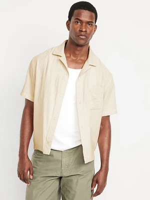 Short-Sleeve Cropped Heavyweight Camp Shirt