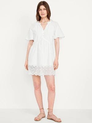 Split-Neck Mini Swing Dress