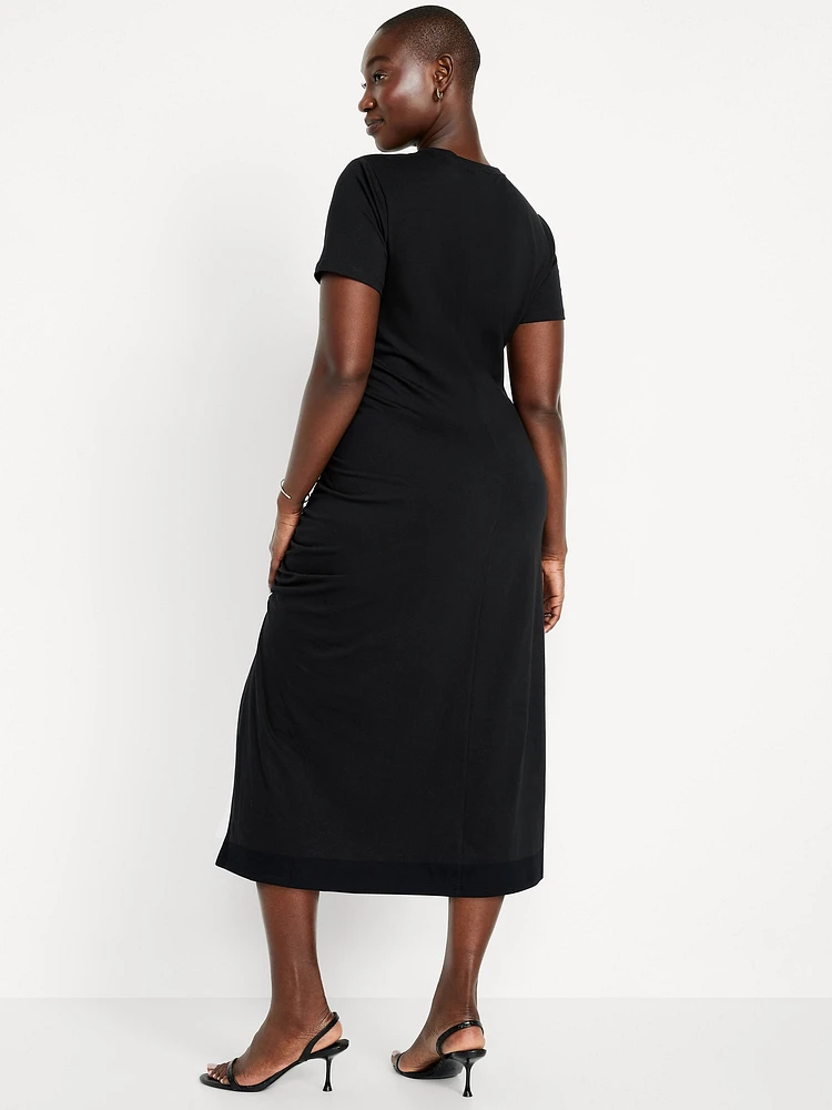 Ruched Midi T-Shirt Dress