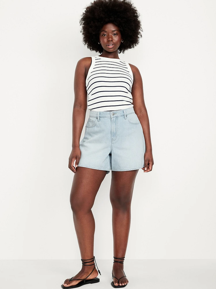 Curvy High-Waisted Baggy Jean Shorts -- 5-inch inseam