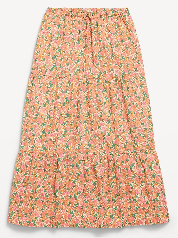 Printed Tiered Swing Midi Skirt for Girls