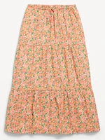 Printed Tiered Swing Midi Skirt for Girls