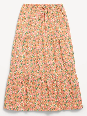 Printed Tiered Swing Midi Skirt for Girls