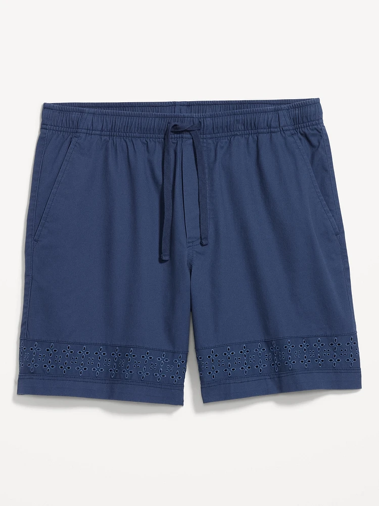 Eyelet-Hem Twill Shorts -- 7-inch inseam