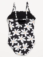 Printed Back Cutout One-Piece Swimsuit for Girls