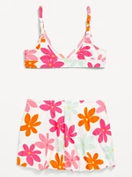 Printed Swim Top and Skirt Set for Girls