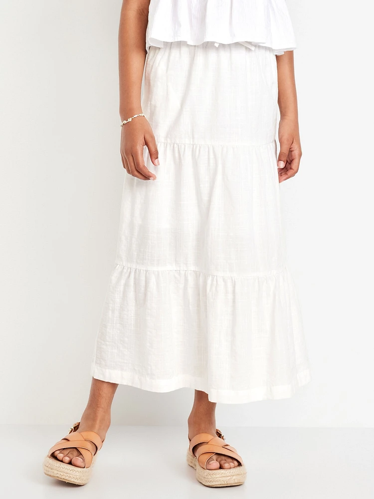 Printed Tiered Swing Midi Skirt for Girls