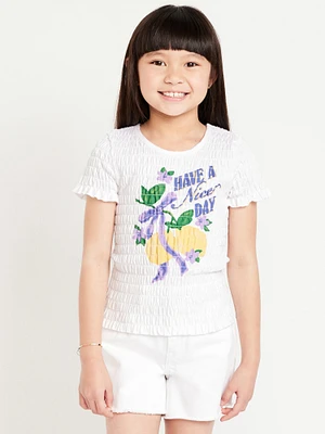 Short-Sleeve Smocked Graphic for Girls