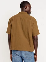 Short-Sleeve Cropped Heavyweight Camp Shirt