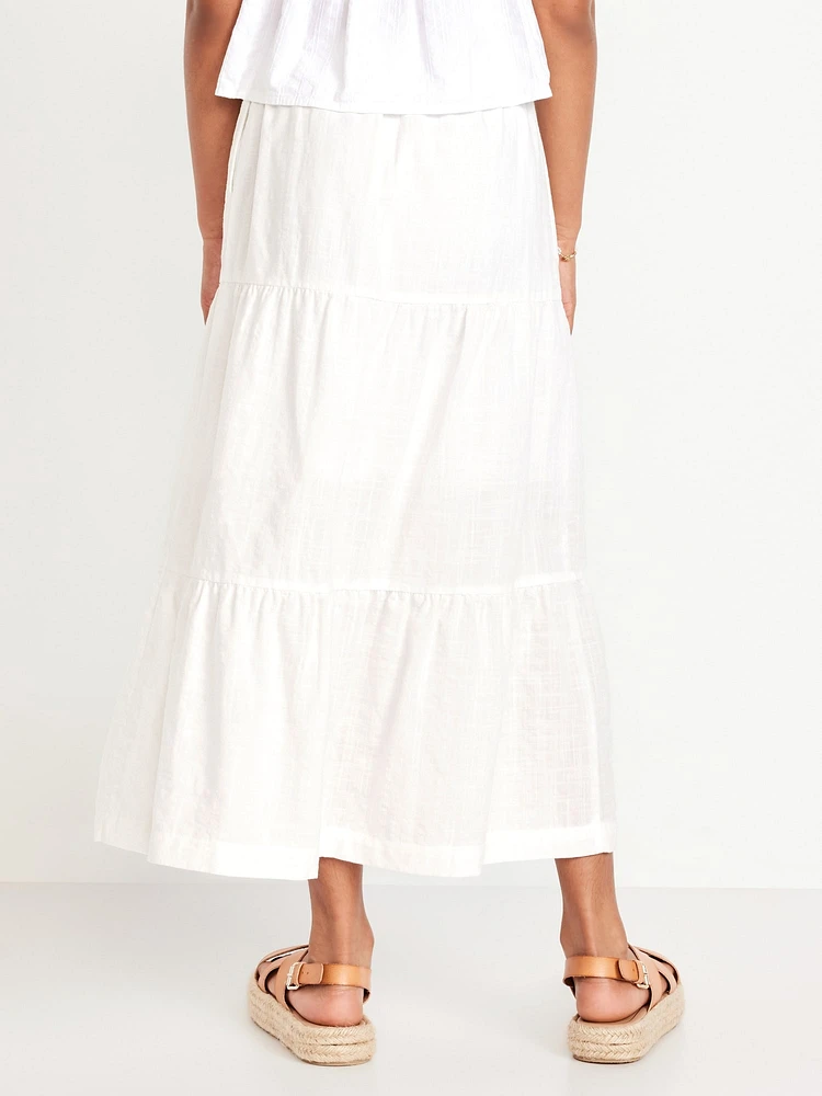 Printed Tiered Swing Midi Skirt for Girls