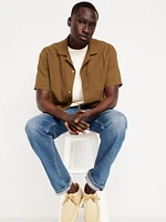 Short-Sleeve Cropped Heavyweight Camp Shirt