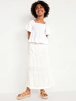 Printed Tiered Swing Midi Skirt for Girls