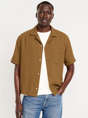 Short-Sleeve Cropped Heavyweight Camp Shirt