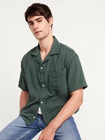 Short-Sleeve Cropped Heavyweight Camp Shirt