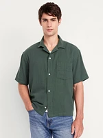 Short-Sleeve Cropped Heavyweight Camp Shirt