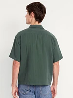Short-Sleeve Cropped Heavyweight Camp Shirt