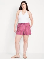 High-Waisted Poplin Pull-On Shorts -- 3.5-inch inseam