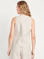 Linen-Blend Button-Front Vest