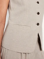 Linen-Blend Button-Front Vest