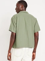 Short-Sleeve Cropped Heavyweight Camp Shirt