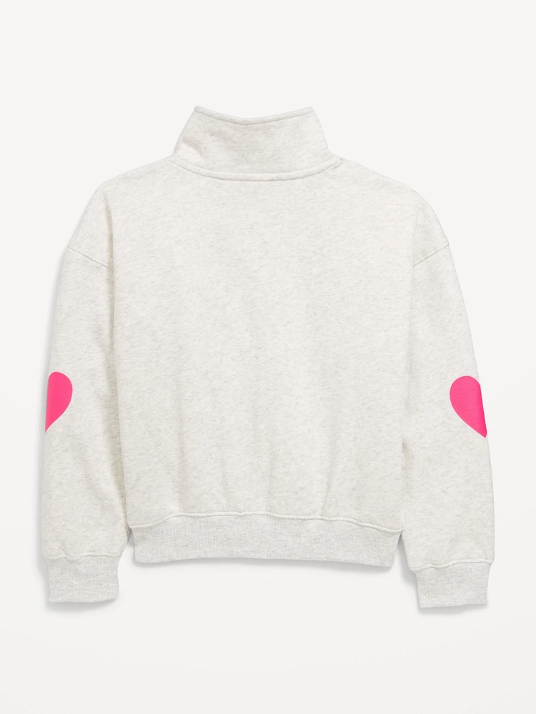 Oversized Quarter-Zip Sweatshirt for Girls