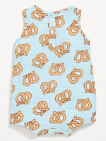 Printed Sleeveless Double-Weave One-Piece Romper for Baby